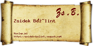 Zsidek Bálint névjegykártya