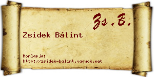 Zsidek Bálint névjegykártya